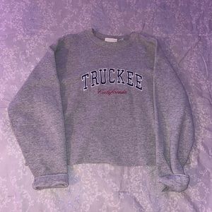 gray “truckie” cropped crew neck